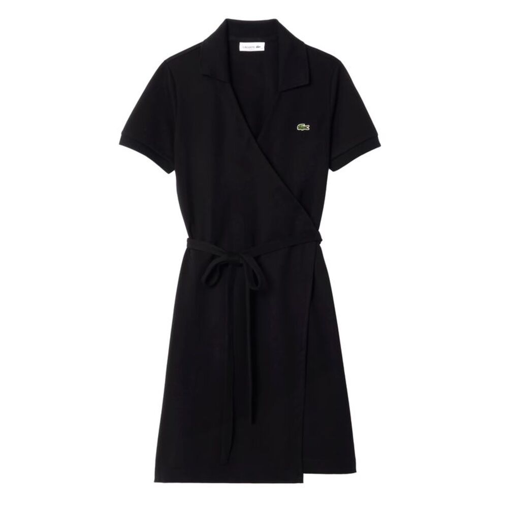 Lacoste Womens/Ladies V Neck Short-Sleeved Wrap Dress / Black